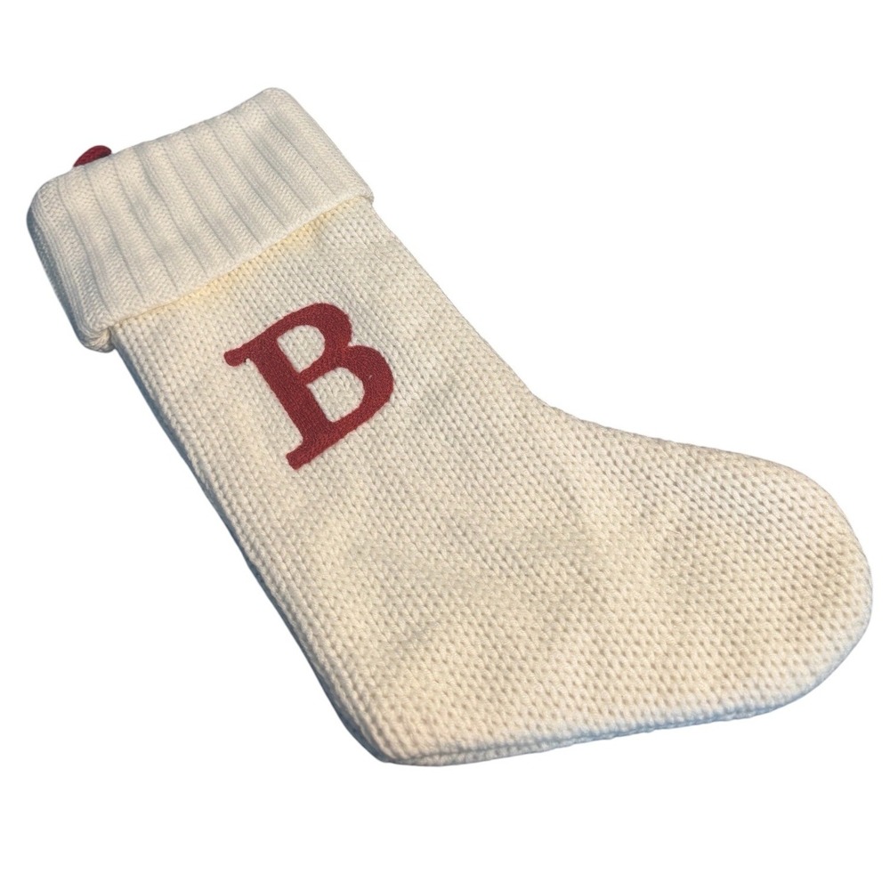 Wondershop Ivory Knit Christmas Stocking Initial B Knit Holiday Decor 16in
